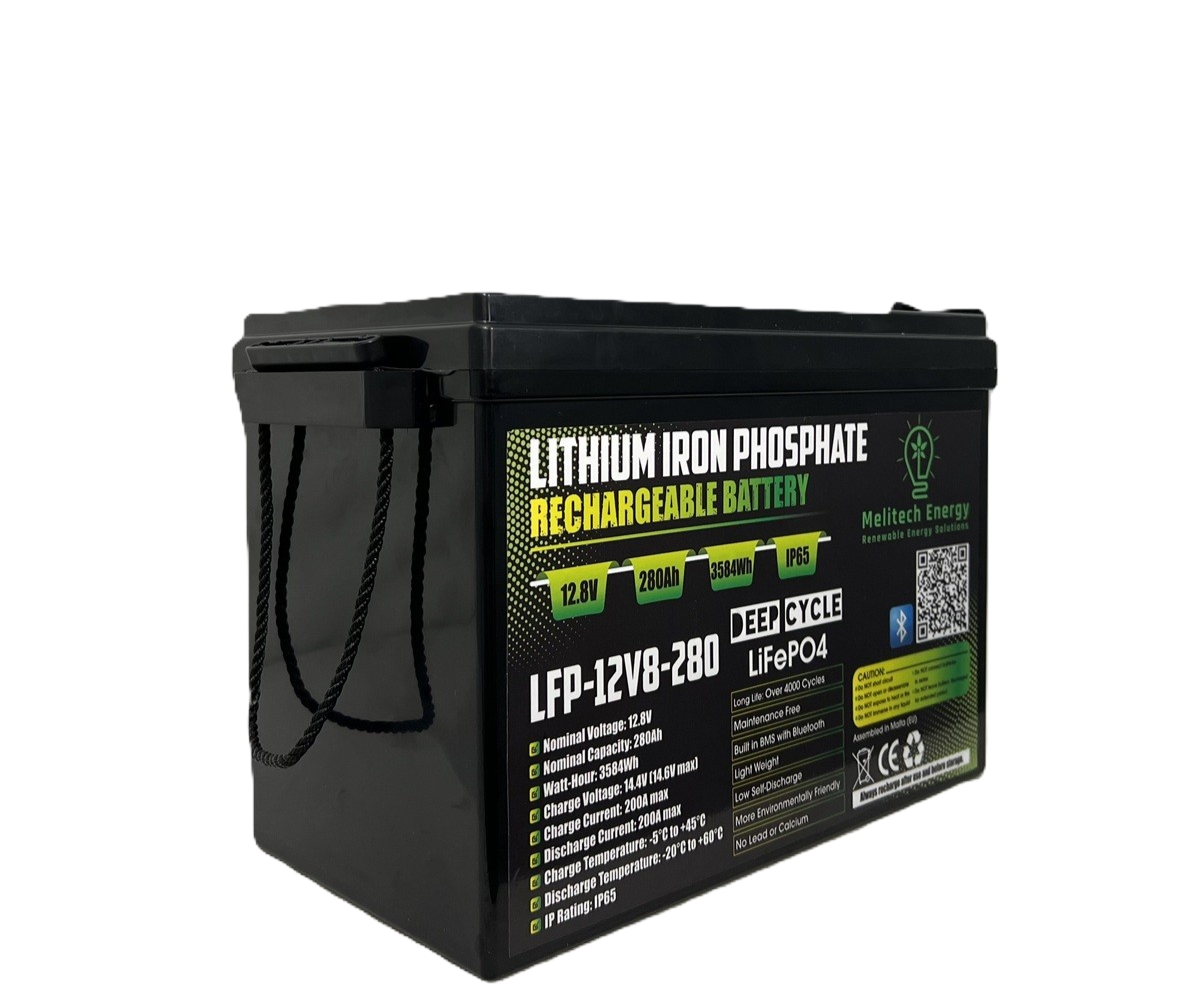 Battery LiFePO4: 12.8V/280Ah (3584Wh): Smart active balance + Bluetooth