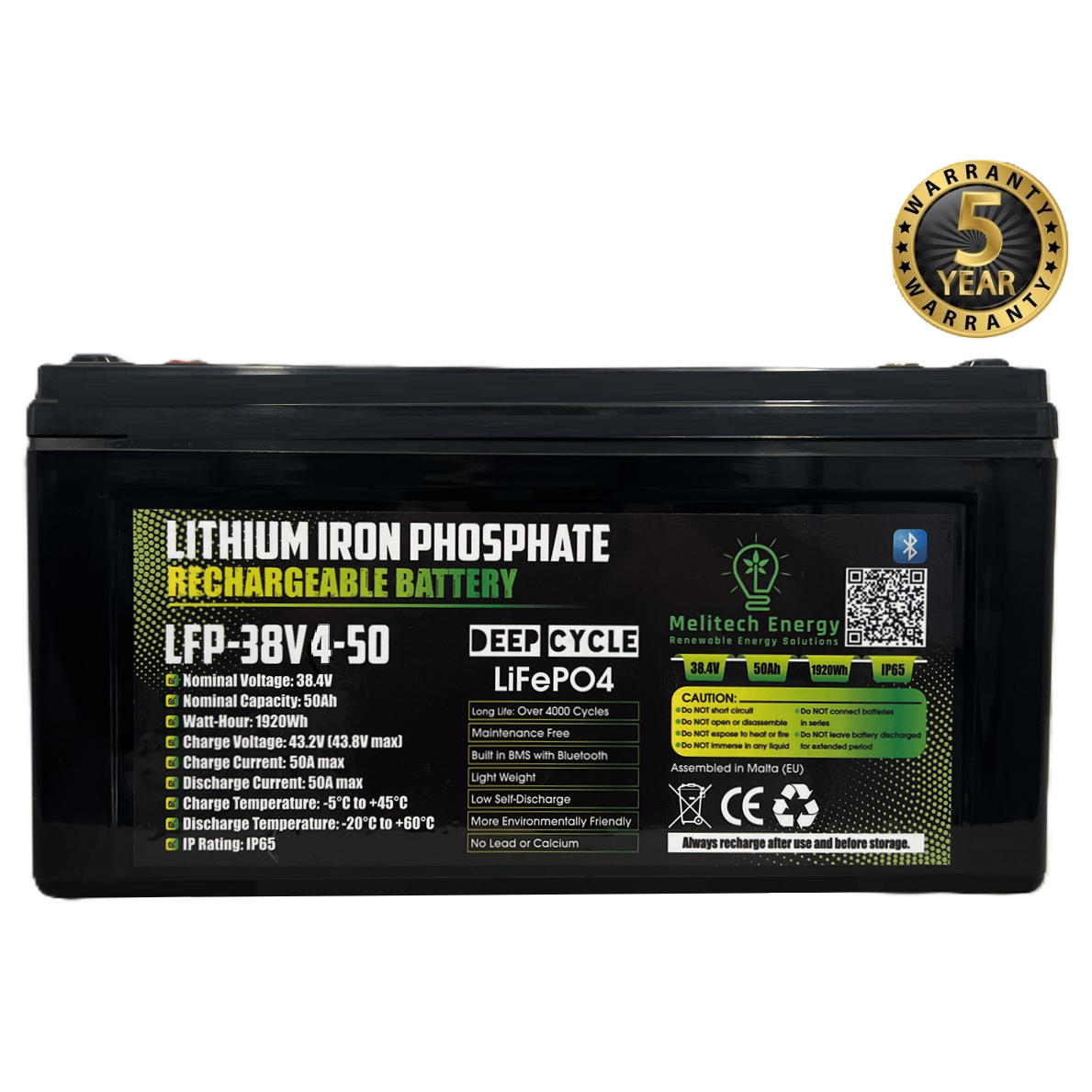 Battery LiFePO4: 38.4V/ 50Ah (1920Wh): Smart active balance + Bluetooth