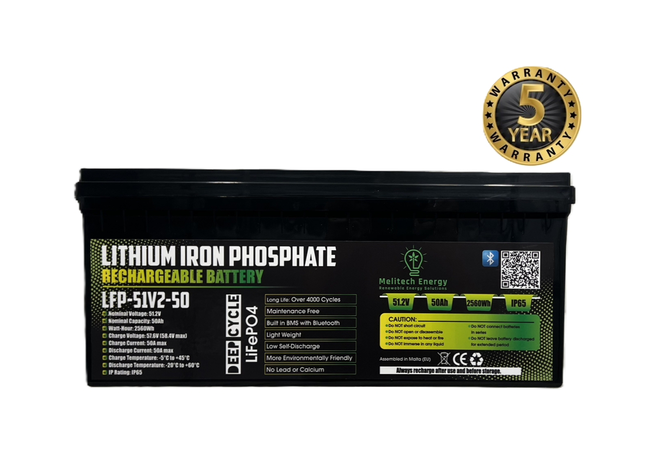 Battery LiFePO4: 51.2V/ 50Ah (2560Wh): Smart active balance + Bluetooth