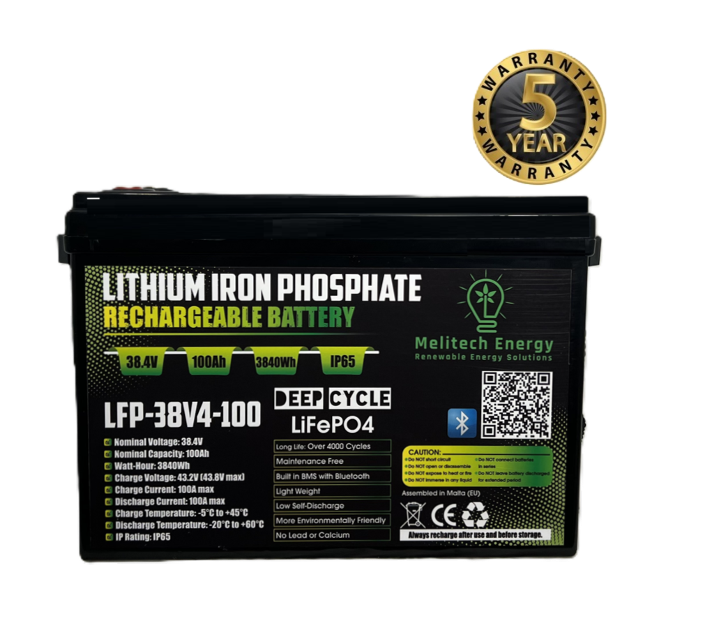 Battery LiFePO4: 38.4V/100Ah (3840Wh): Smart active balance + Bluetooth