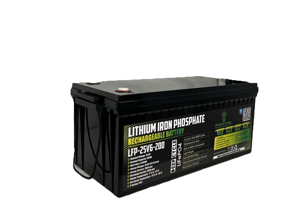 Battery LiFePO4: 25.6V/200Ah (5120Wh): Smart active balance + Bluetooth