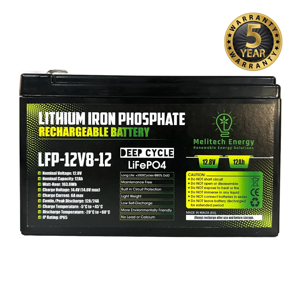 Battery LiFePO4: 12.8V/ 12Ah (163.6Wh)