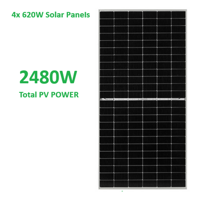 4.2kW Hybrid Off-Grid Solar Kit - 24V | 4x 620W Panels | 5120Wh LiFePO₄ Battery, Bluetooth