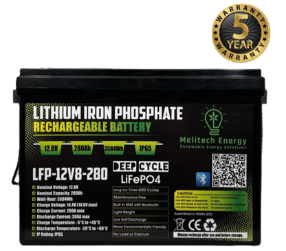 Battery LiFePO4: 12.8V/280Ah (3584Wh): Smart active balance + Bluetooth