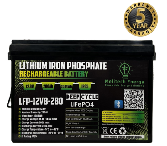 Battery LiFePO4: 12.8V/280Ah (3584Wh): Smart active balance + Bluetooth