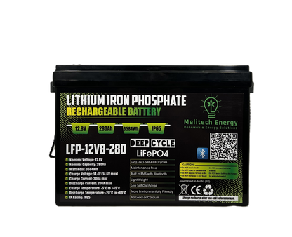Battery LiFePO4: 12.8V/280Ah (3584Wh): Smart active balance + Bluetooth - 7 Yrs Guarantee