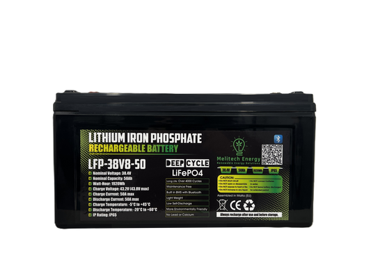 Battery LiFePO4: 38.4V/ 50Ah (1920Wh): Smart active balance + Bluetooth - 7 Yrs Guarantee
