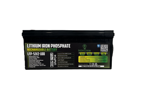 Battery LiFePO4: 51.2V/100Ah (5120Wh): Smart active balance + Bluetooth - 7 Yrs Guarantee