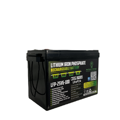 Battery LiFePO4: 25.6V/100Ah (2560Wh): Smart active balance + Bluetooth - 7 Yrs Guarantee