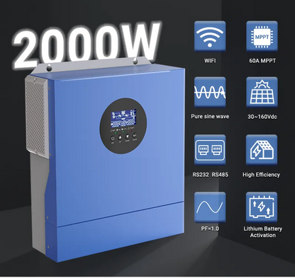 2kW Hybrid Off-Grid Solar Kit - 12V | 1x 620W Panels | 1920Wh LiFePO₄ Battery