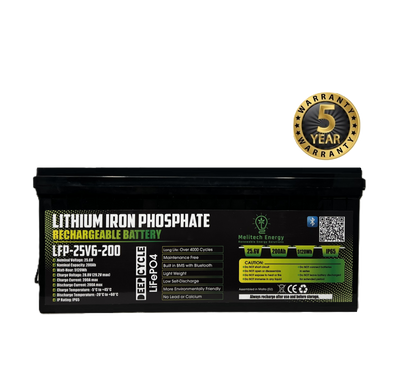Battery LiFePO4: 25.6V/200Ah (5120Wh): Smart active balance + Bluetooth