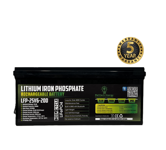 Battery LiFePO4: 25.6V/200Ah (5120Wh): Smart active balance + Bluetooth