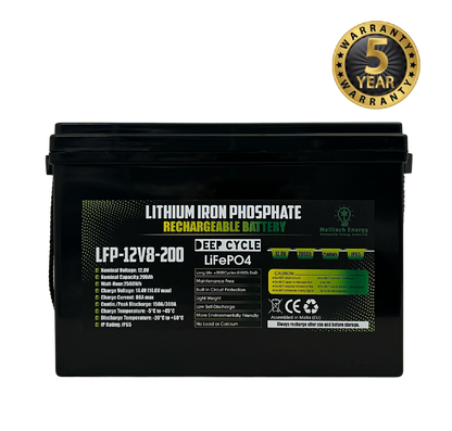 Battery LiFePO4: 12.8V/200Ah (2560Wh)