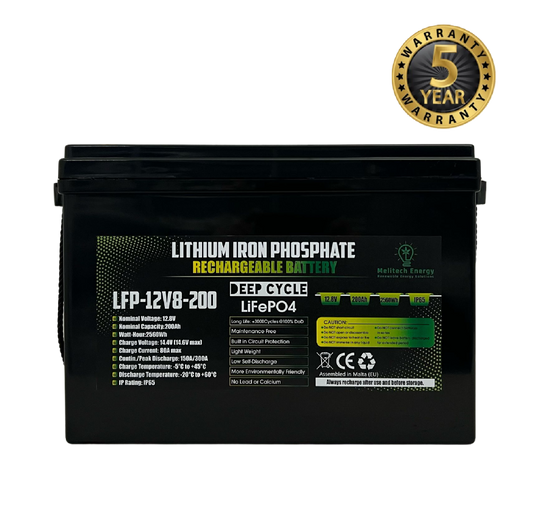 Battery LiFePO4: 12.8V/200Ah (2560Wh)