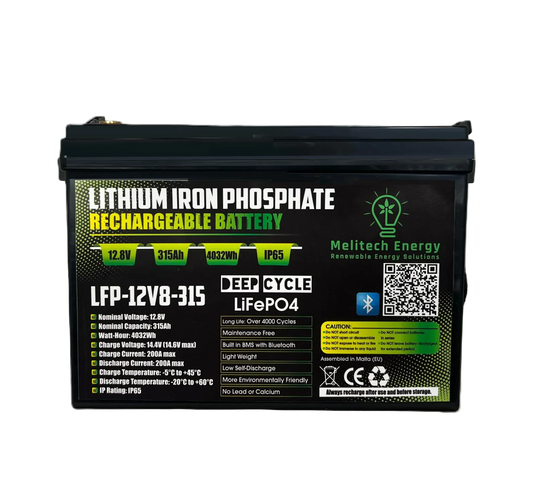 Battery LiFePO4: 12.8V/315Ah (4032Wh): Smart active balance + Bluetooth - 7 Yrs Guarantee