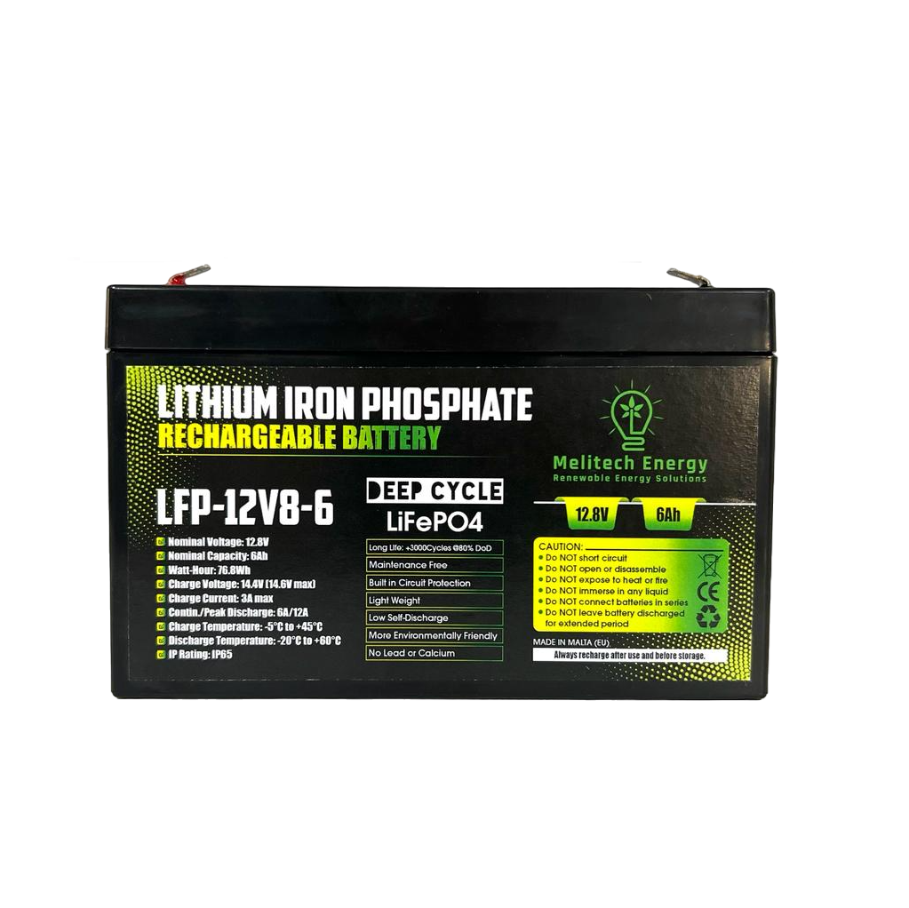 Battery LiFePO4: 12.8V/   6Ah (76.8Wh): BMS -  NO Bluetooth - 5 years guarantee
