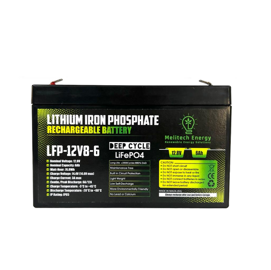 Battery LiFePO4: 12.8V/   6Ah (76.8Wh): BMS -  NO Bluetooth - 5 years guarantee