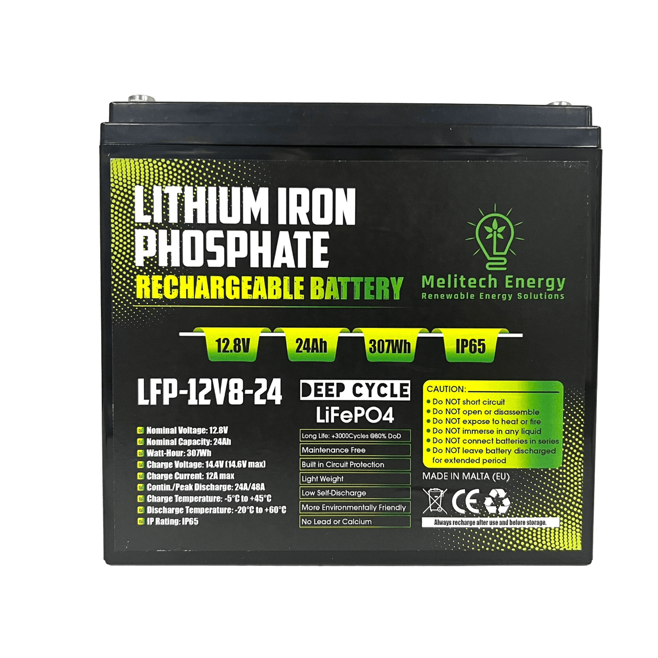 Lithium Battery 12V 24Ah LiFePO4 Battery | Melitech Energy