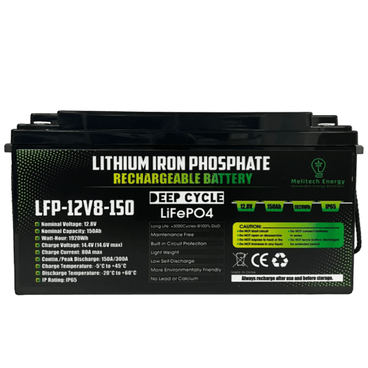 Battery LiFePO4: 12.8V/150Ah (1920Wh): BMS - NO Bluetooth - 5 years guarantee