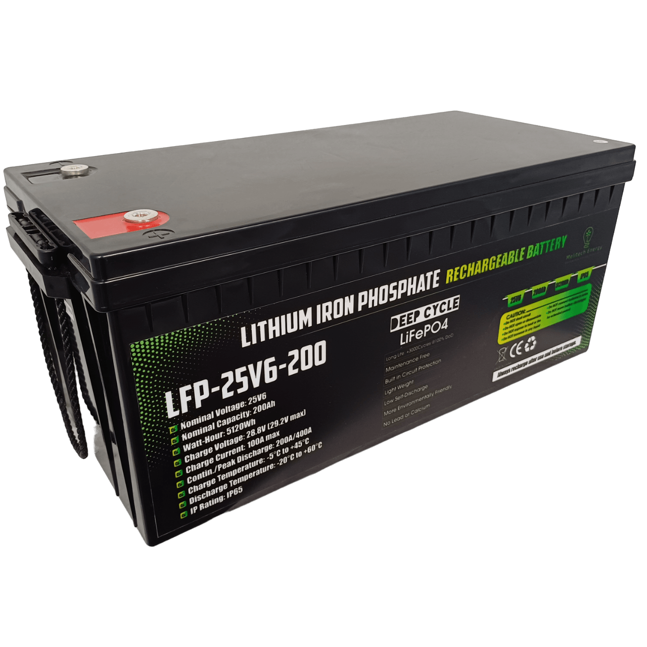 Battery-LiFePO4: 25.6V/200Ah (5120Wh) - Melitech Energy