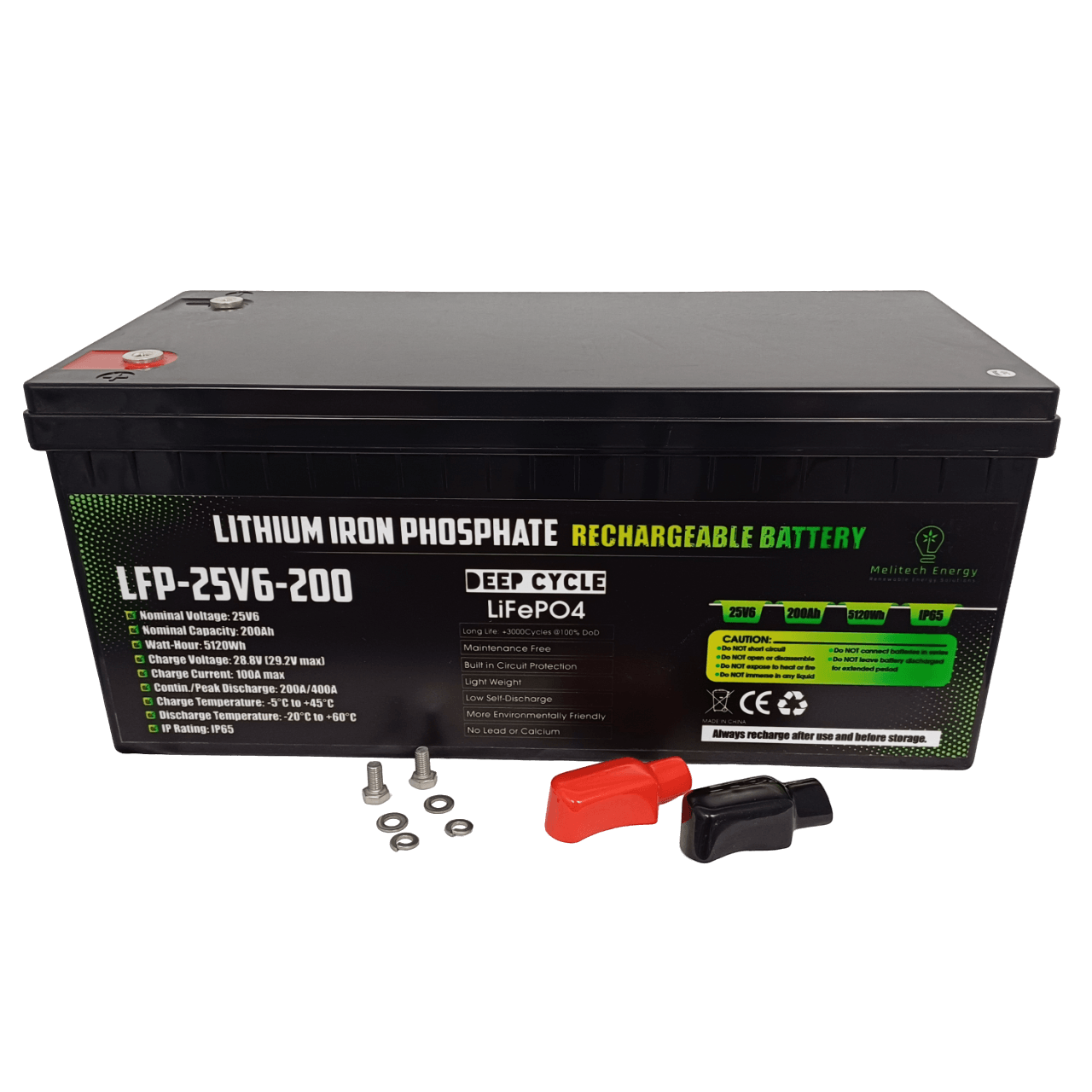 Battery-LiFePO4: 25.6V/200Ah (5120Wh) - Melitech Energy