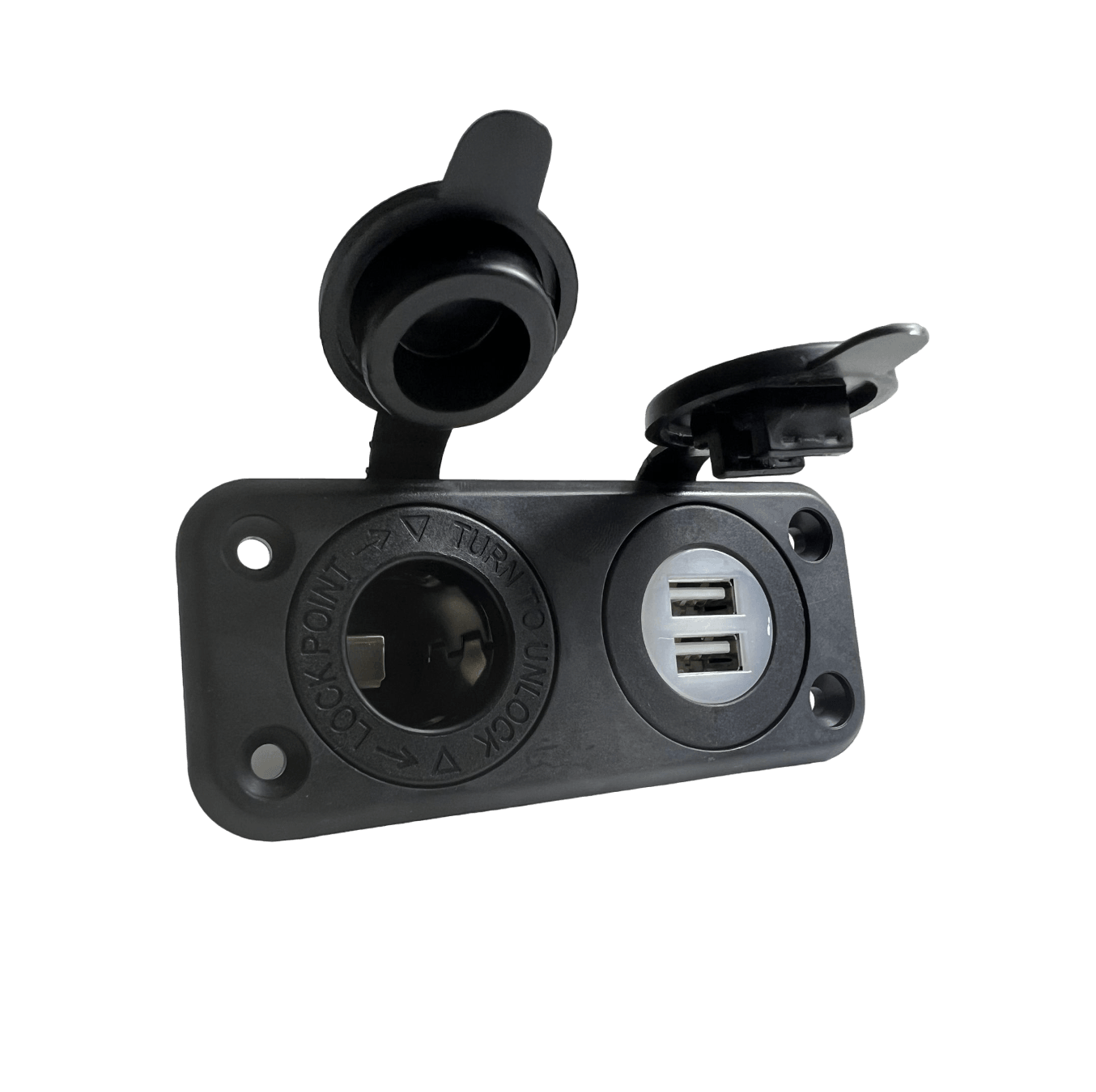 USB outlet 5V/2.1A and Cigarette socket 12V/8A Black - Melitech Energy