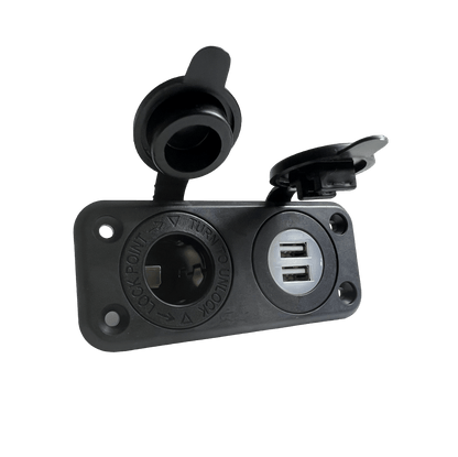 USB outlet 5V/2.1A and Cigarette socket 12V/8A Black - Melitech Energy